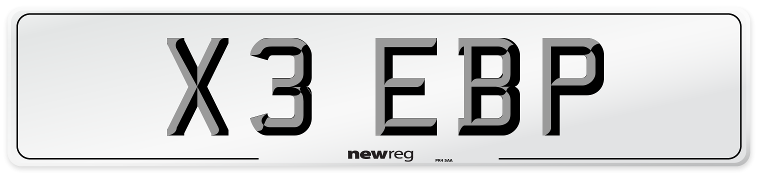 X3 EBP Number Plate from New Reg